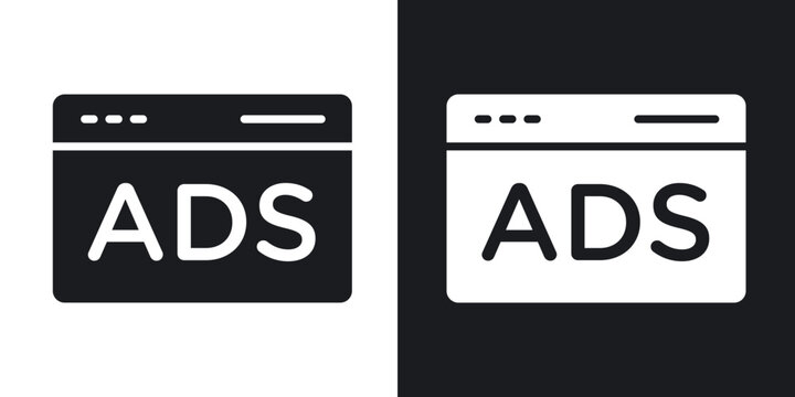 Ad icon flat outline in black