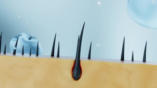 Essential nutrients nourish hair follicles for hair growth. Hair growth.