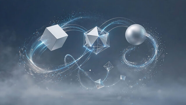 Dynamic Digital Network Connection with Floating Polygons and Spheres
