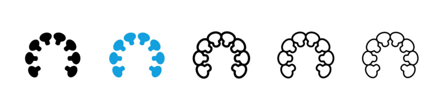 Lingual braces icon flat outline in black