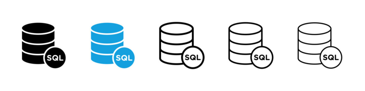 SQL icon flat outline in black
