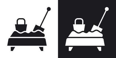 Fototapeta premium Sandbox icon flat outline in black