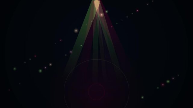 Mystical light beams create a looping celestial pattern against a dark background