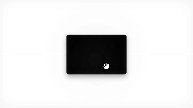 Sleek black smart card with white contactless touch icon on clean white background, concept for secure digital access and payment, ideal for fintech and security branding