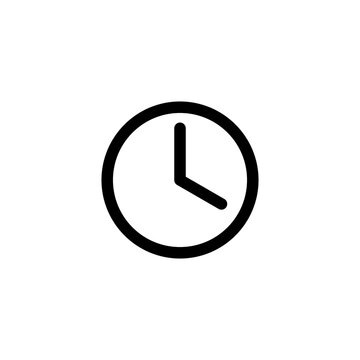 Black clock symbol icon for time, schedule, and deadline design