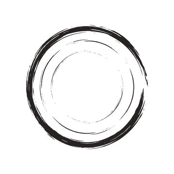 Hand-drawn black brush stroke forming an imperfect circle on a white background, resembling an enso.
