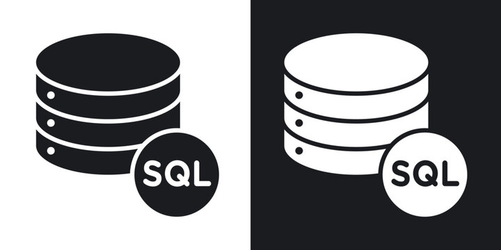 SQL icon flat outline in black