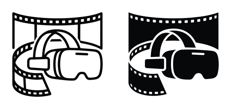 Virtual reality headset and film strip icon for app