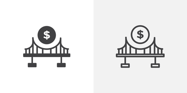 Bridging loan icon flat outline in black