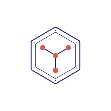 Edge inference badge, hexagon outline with linked nodes