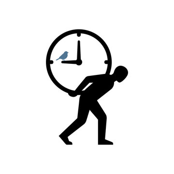 Man Carrying a Large Clock on Back, Time Management Concept