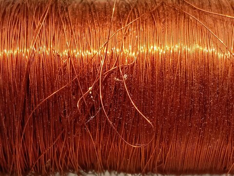 Detailed Shot of Copper Electrical Wire Coil Surface