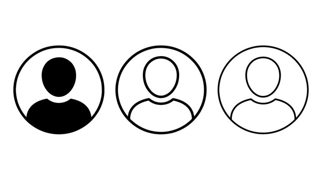 User avatar profile icon set with black linear designs for account system