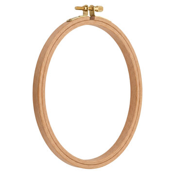 Light wooden embroidery hoop, isolated on transparent background