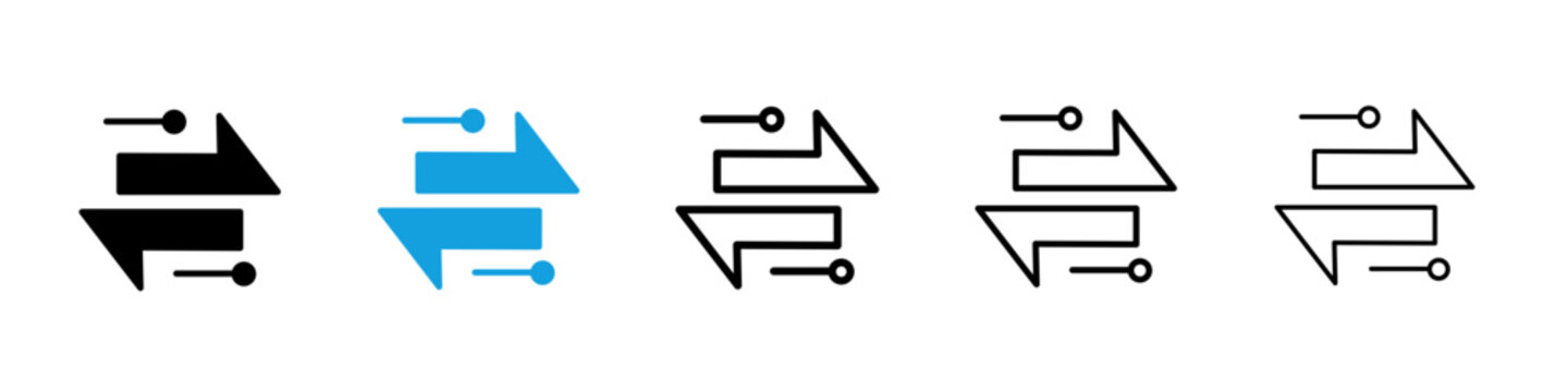 Transfer icon flat outline in black