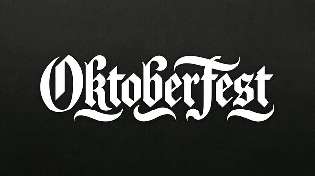 Oktoberfest Typography White Gothic Lettering on Black Background