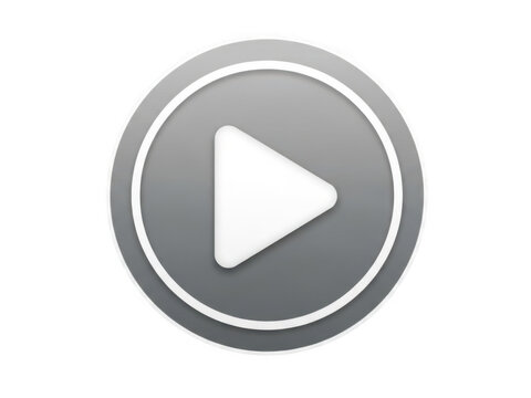 Grey play button icon for video player interface isolated on transparent background