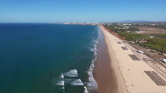 Landscape from the sky of the beaches of the Algarve Quarteira Vilamoura.