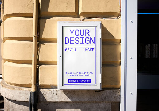Mockup Of Customizable Notice Board On Rome City Wall