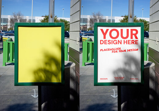 Mockup Of Customizable Outdoor Sign On Los Angeles Parking Lot
