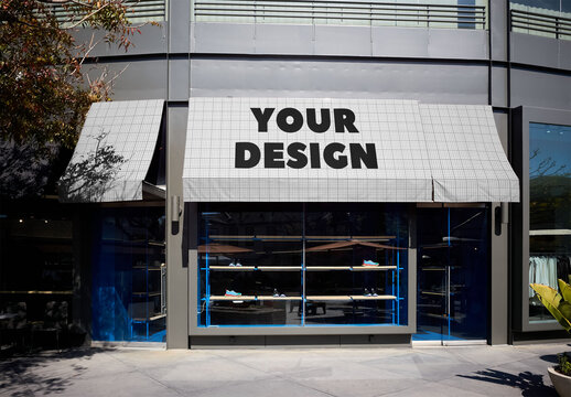 Mockup Of Customizable Storefront Awning In Los Angeles