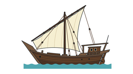 Traditional Dhow Wooden Sailing Ship Illustration © Azrha