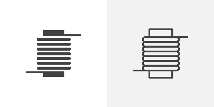 Wire coil icon flat outline in black