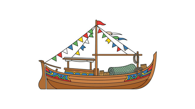 Traditional Wooden Dhow Sailing Ship Vector Illustration