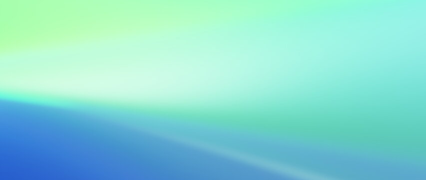 Soft mint green fades into turquoise and blue across a panoramic abstract 3D background with a broad pale upper area and gentle diagonal flow for contemporary design layouts