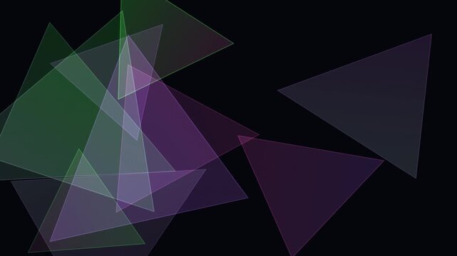 Abstract geometric triangles animate in a continuous loop against a dark background