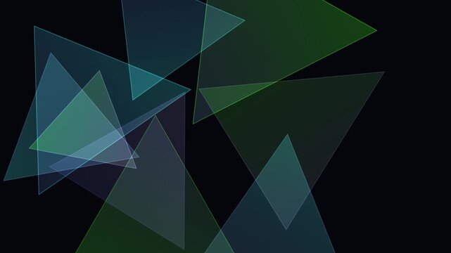 Overlapping semitransparent abstract triangles make an ideal dark looping background for digital projects
