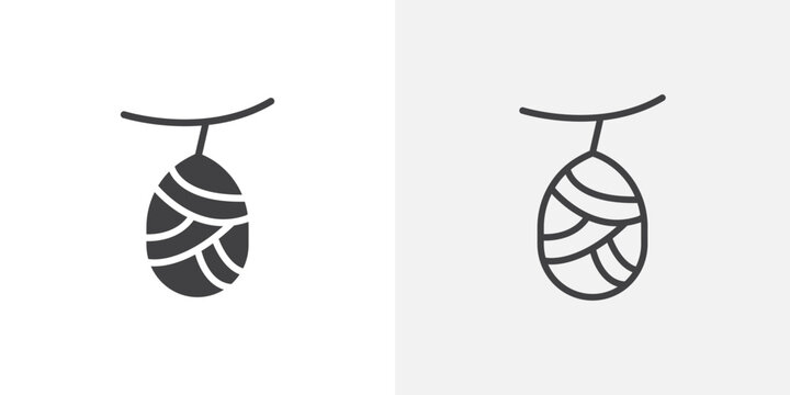 Cocoon icon flat outline in black