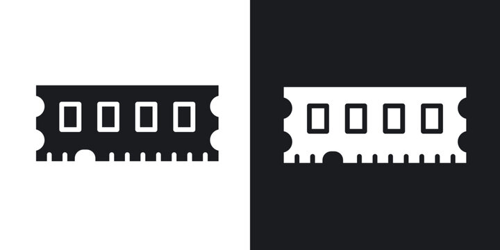 RAM memory icon flat outline in black