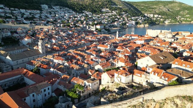 Aerial View Of The Historic Old Town Of Dubrovnik, Croatia.