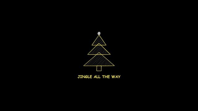 Minimalist golden christmas tree line art animation