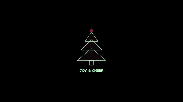 Christmas tree outline animation with seasonal text greeting