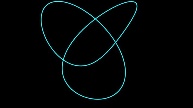 3D abstract mathematical trefoil knot geometry rotating seamless loop animation on black background