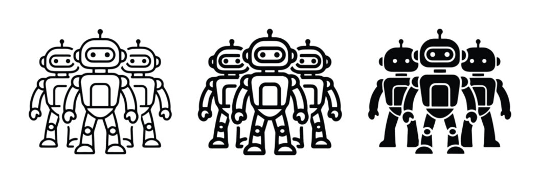 Robot icon glyph and outline for app and web