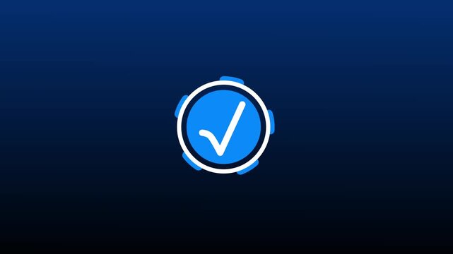 Verified checkmark animation displays an approved task completion badge. Official quality compliance status confirms on verified checkmark. Security clears on checkmark.