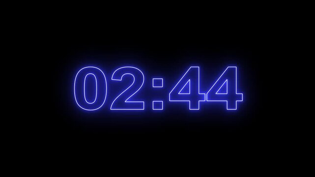 Neon 3 Minute Digital Timer. Digital 3 minutes countdown, 3 minute timer countdown animation, seconds on transparent background 180 second countdown timer, Countdown .