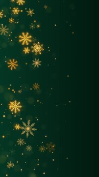 christmas golden snowflakes and golden shiny glitter stars pattern animation, christmas and new year holiday vertical social media motion background