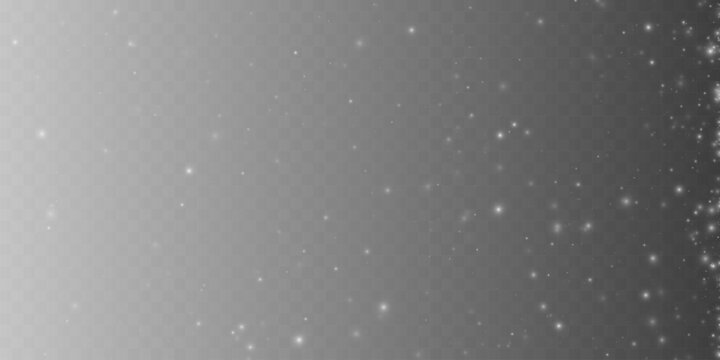 Sparkling stardust and white glowing glitter particle overlay. Side dust cloud effect. Vector illustration design element