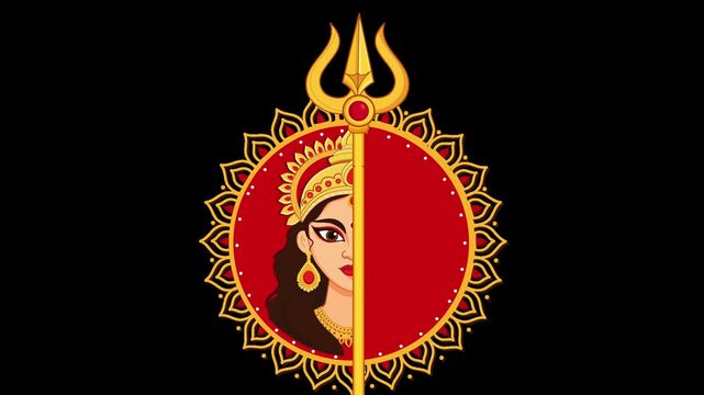 maa durga trishul navratri festival symbol alpha channel animation