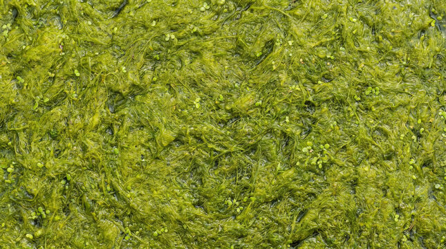 Algae green slime pond surface