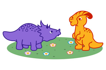 Cute cartoon dinosaurs, friendly baby dino. Vector illustration. © Евгений Горячев