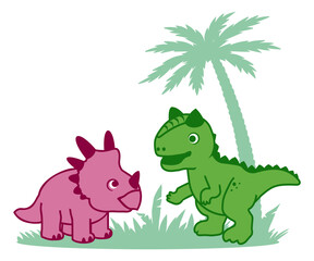 Cute cartoon dinosaurs, friendly baby dino. Vector illustration. © Евгений Горячев