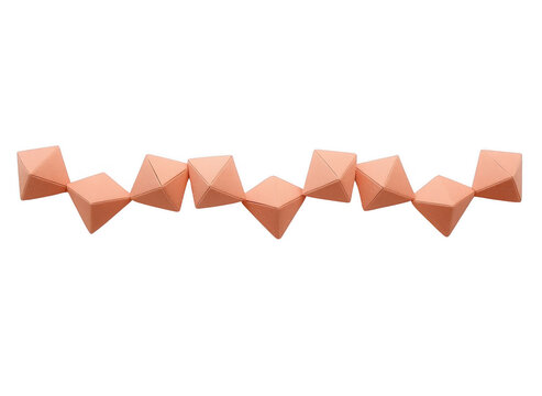 Orange paper octahedrons connecting in a continuous geometric line