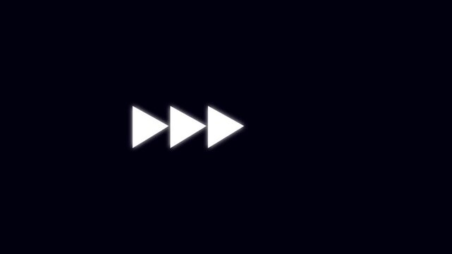 Forward arrows animation advances in a sequential row across dark space. Directional navigation guidance data routes on forward arrows. Progression guides active arrows.