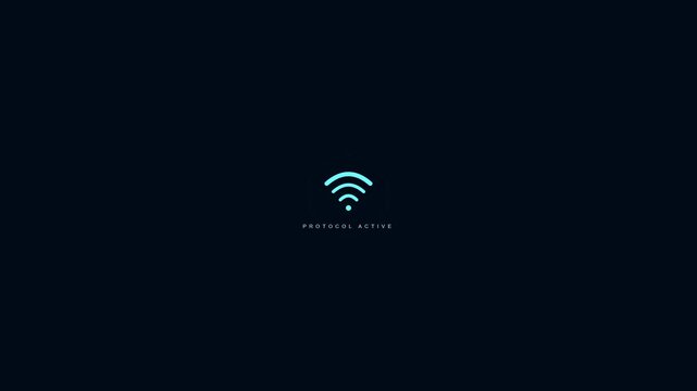Glowing Blue WiFi Signal Icon Pulsing on Dark Background.