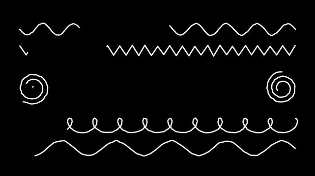 White hand drawn doodle lines animation on transparent background